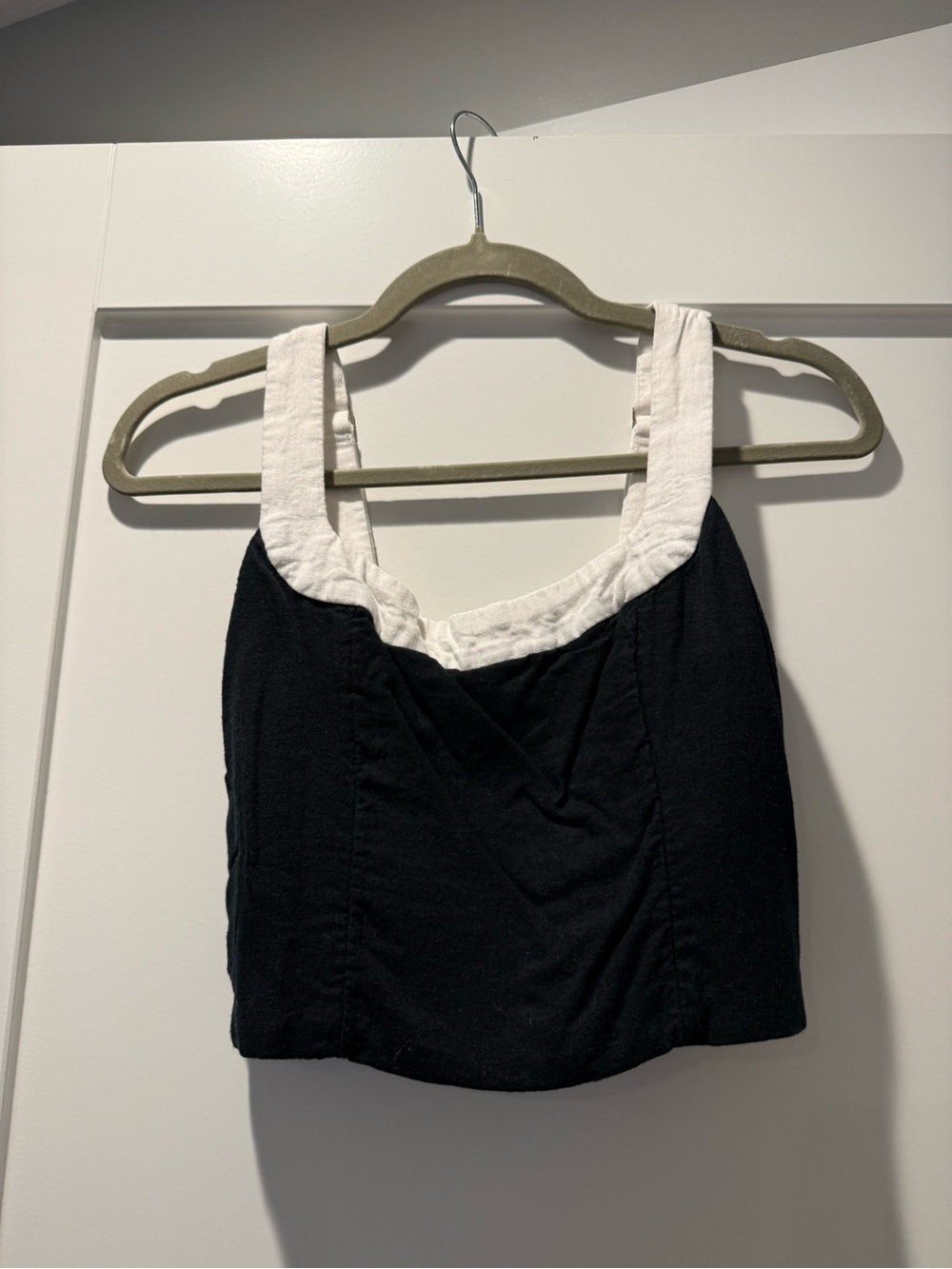 Abercrombie & Fitch Black Crop Tank with White Trim